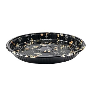 Plateau à sushi rond en <span class=keywords><strong>plastique</strong></span> à emporter personnalisé avec couvercle pour servir et transporter des assiettes et des bols en <span class=keywords><strong>plastique</strong></span> pour sushis - Product Image 3