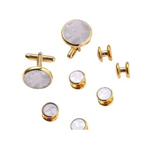 Tùy Chỉnh Vàng Rhodium Mạ Lau Kim Loại Vỏ Tuxedo Nút Ngọc Trai Khuy Măng Sét Stud Thiết Lập Cho Đám Cưới Đảng Trung Quốc Nhà Cung Cấp - Product Image 1