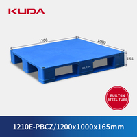 Palette en plastique robuste Kuda 1210E-PBCZ, palette industrielle résistante à l'humidité pour entrepôt, 1200x1000x165mm