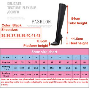 Bottes longues à talon aiguille sexy en cuir pour femme, collection automne-hiver 2025, pointues, grande taille 42 - Product Image 6