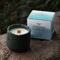 Pot à bougie en ciment coloré avec mèche en bois, bougie à la cire de soja, aromathérapie, bougie artisanale, respectueuse de l'environnement, style classique