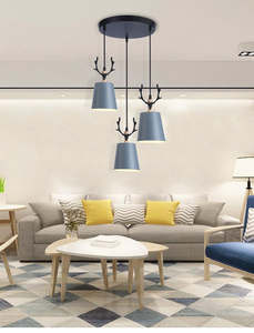 ทันสมัยการออกแบบคอโคมไฟระย้าตกแต่งโคมไฟระย้าโลหะ 3 แสงร้านอาหารห้องนั่งเล่นห้องนอนโคมไฟเพดานจี้ - Product Image 4