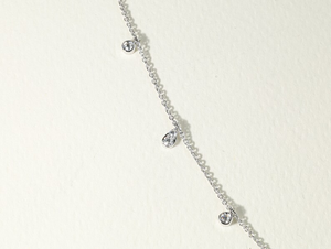 สร้อยคอเพชรเลี้ยงในห้องปฏิบัติการ ดีไซน์เรียบหรู สีทองคำขาว รูปทรงหยดน้ำ ซ้อนกันเป็นชั้นๆ ของขวัญวันครบรอบ - Product Image 5