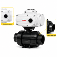 Válvula de bola eléctrica de doble unión de UPVC de 1 pulgada (DN25) y 2 pulgadas (DN50) con conexión RS485 Modbus para piscina, compatible con sistemas de soldadura por adhesivo o por disolvente, 24V CC/220V CA