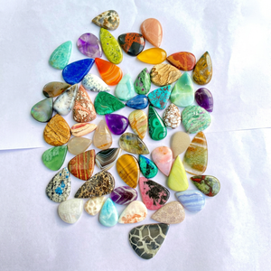 Natural Mixed Gemstone Cabochons Wholesale Lot for Jewelry Making Natural Mixed Gemstone Flatback Cabochons Bulk Lot Various - Product Image 1
