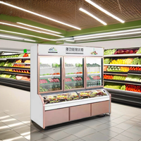 Commerciële Dubbele Temperatuur Verticale Display Koeler Voor Restaurants Pittige Hot Pot & Fresh-Keeper Voor Groenten En Fruit