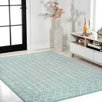 Tapis d'intérieur de style marocain 8x10 pieds, motif floral turquoise et crème, style bohème scandinave pour salon