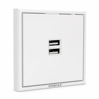 MOQ 400 pièces, Usine PHIDIAS, Prise murale USB Type C 20W PD, Norme UE, 16A, 2 ports, Panneau ignifuge blanc