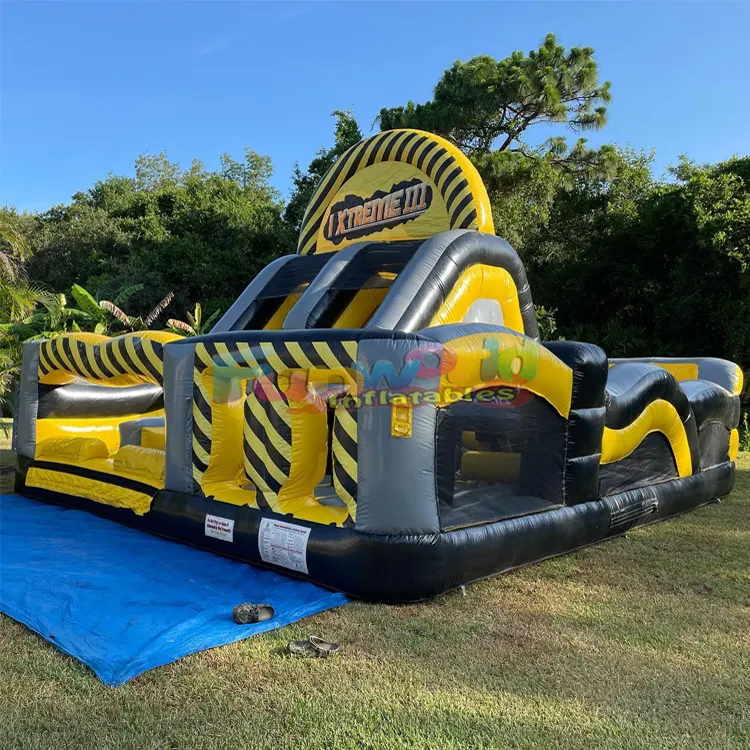 Outdoor Kids Party Combo Uitsmijter Bounce House Met Glijbaan Opblaasbare Giftige Twist Hindernisbaan