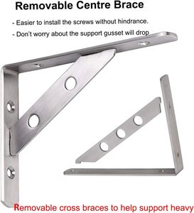 Cornière triangulaire en acier inoxydable épaissi, robuste et contemporaine, à angle droit fixe, antirouille, pour cadre de lit de chambre et fixation murale - Product Image 2
