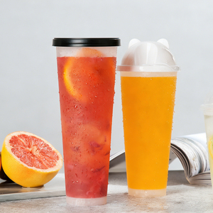 แก้วนมปั่นสมูทตี้ทรงสูงแบบฉีดขึ้นรูปจากโรงงาน LOKYO แก้วน้ำใส แก้วกา<span class=keywords><strong>แฟ</strong></span>พลาสติกพร้อมฝาปิด - Product Image 4