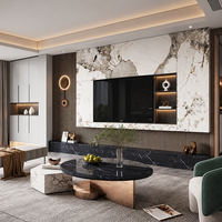 Meuble TV mural de luxe sur mesure, unité de divertissement intégrée, étagères, armoire de rangement, console TV flottante pour salon
