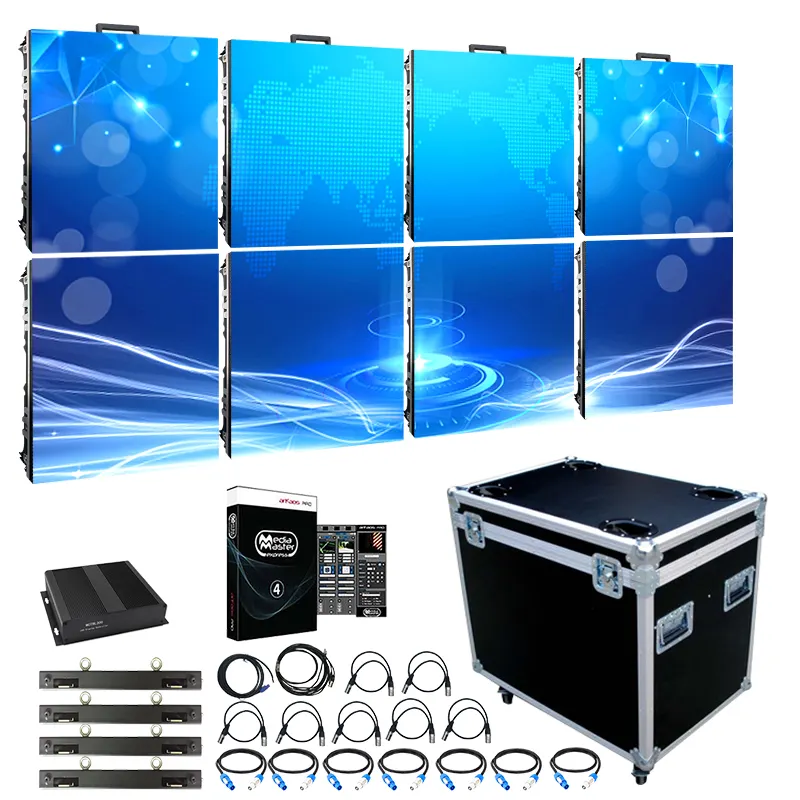 HD Stage Rental Events Led Display Pitch 3.91mm 4X2 LED Video Wall System + Storage Case + Software W/ Processor