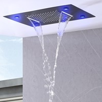 Système de douche encastré complet avec pommeau de douche carré thermostatique à affichage numérique LED mural en cuivre massif