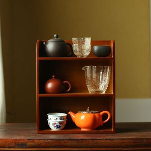 Bamboo Tea Display Rack 3 Tier <b>Desktop</b> Organizer Storage For Tea Ware And Utensils Multi Compartment <b>Shelf</b> Anji Origin - Product Image 3