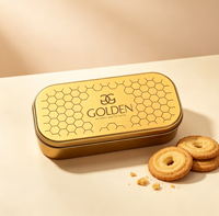 Boîte en métal personnalisée pour l'emballage de thé, café, gâteaux, bonbons, biscuits, chocolat, avec impression dorée, formes carrées, rondes et rectangulaires
