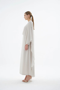 Robe de <span class=keywords><strong>soir</strong></span>ée turque modeste 2026 avec broches en cristal <span class=keywords><strong>d</strong></span>étachables, cape élégante superposée, abaya maxi, ensemble 2 pièces, kaftan de fête musulman - Product Image 5