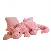 Peluche Dragon Rose Imprimé Léopard, Douce et Souple, Créature Mythique, Animal en Peluche à Câliner pour Enfants, Décoration de Crèche, Cadeau