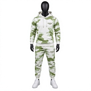 Conjunto Deportivo de Camuflaje para Hombre, Dos Piezas, Sudadera con Capucha de Felpa, Pantalones Jogger, Corte Ajustado, para Gimnasio y Deportes - Product Image 1