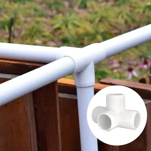 WELLTOP-Estructura de codo de 90 grados, Conector de PVC, marco de invernadero, accesorios de tubería de PVC, 4 vías, blanco, precio barato, 14.101