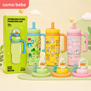 Mug isotherme en acier inoxydable Comobebe avec design de dessin animé, adapté aux enfants, et doté d'une poignée. - Product Image 1