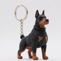 Porte-clés personnalisés en caoutchouc souple avec personnage Doberman Pinscher, accessoires pendentifs, jouets pour cadeaux promotionnels