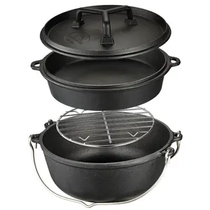 Campingmoon Outdoor Camping Gietijzeren Nederlandse Oven Pot Barbecue Outdoor Koken Gietijzeren Pot