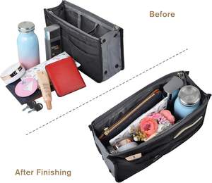 Organisateur de sac à main pliable en nylon noir avec 13 poches, idéal pour les sacs fourre-tout et les sacs infirmières – Grande capacité pour femmes - Product Image 2