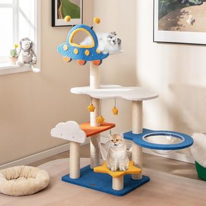 Foreign Trade Plush <b>Cat</b> Tree with Climbing Rack Nest <b>Scratching</b> <b>Board</b> & Toy-Space Capsule Design - Product Image 2