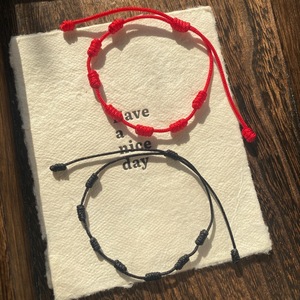 Top Selling Christian Bohemian Lucky Red String Seven Knots Braided Wrap <b>Bracelet</b> Silver Plated Gift - Product Image 1