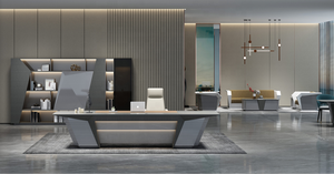 Vendo una <span class=keywords><strong>serie</strong></span> de bordes de diseño de forma de montaña gris avanzada patentada única con desbloqueo de huellas dactilares inteligente Escritorio de oficina de gabinete adjunto - Product Image 5