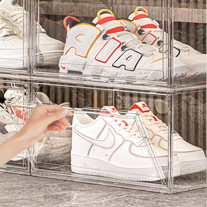 Clear Acrylic Rectangle Shoe Organizer <strong>Storage</strong> <strong>Box</strong> <strong>Stackable</strong> and Foldable PET Plastic Bins for Efficient Shoe <strong>Storage</strong> - Product Image 4