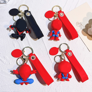 Hot Sale Kids SuperHero Power Toy Ring Key Chain 3D Cartoon Man 3D PVC Keychain