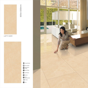 Azulejos de Porcelana con Aspecto de Mármol Crema Marfil 600x1200mm Brillantes y Pulidos para Pisos Interiores - Product Image 3