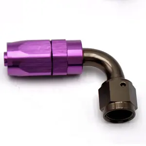 Logo printed swivel hose end fittings and connectors 90 degree AN8 8AN dash 8 #8 purple an fittings for rubber fuel line pipe