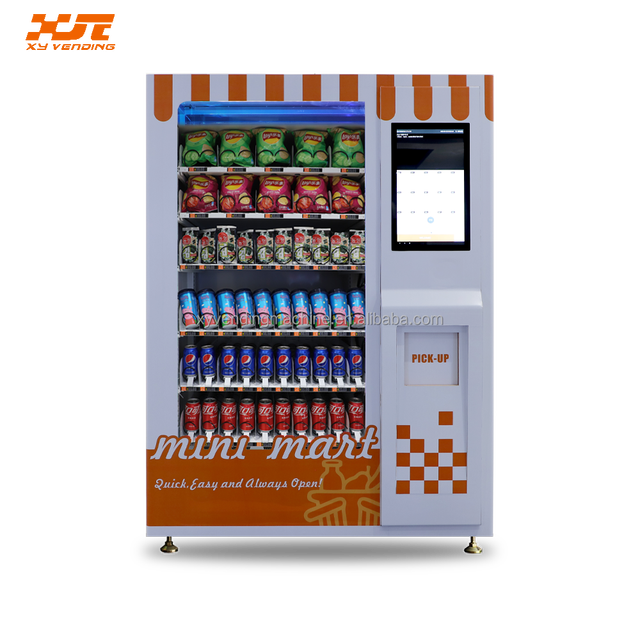 Smart Mini Mart Vending Machine with Lifting System Pick Box LED Colored Lights SDK Enabled ADA Compliant Credit Card Operated