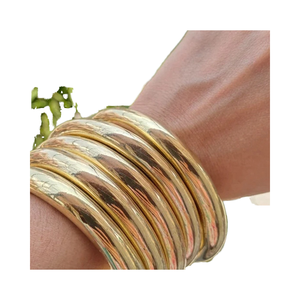 Bracelets en acier inoxydable creux empilables épais de 10 mm de large, brillants, résistants à l'eau et à la ternissure, de style chunky, ouverts, dorés, tendance - Product Image 4