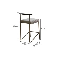 Tabouret Haut Nordique Rétro Minimaliste en Acier Inoxydable, Chaise de Bar Moderne Simple Luxe Léger avec Accoudoirs Rembourrés pour Extérieur et Salon