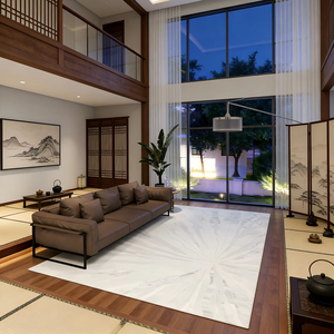 Alfombra Tejida Wilton Directo de Fábrica, Alfombra Personalizada de Poliéster y Yute con Diseño Abstracto para Dormitorio - Product Image 1