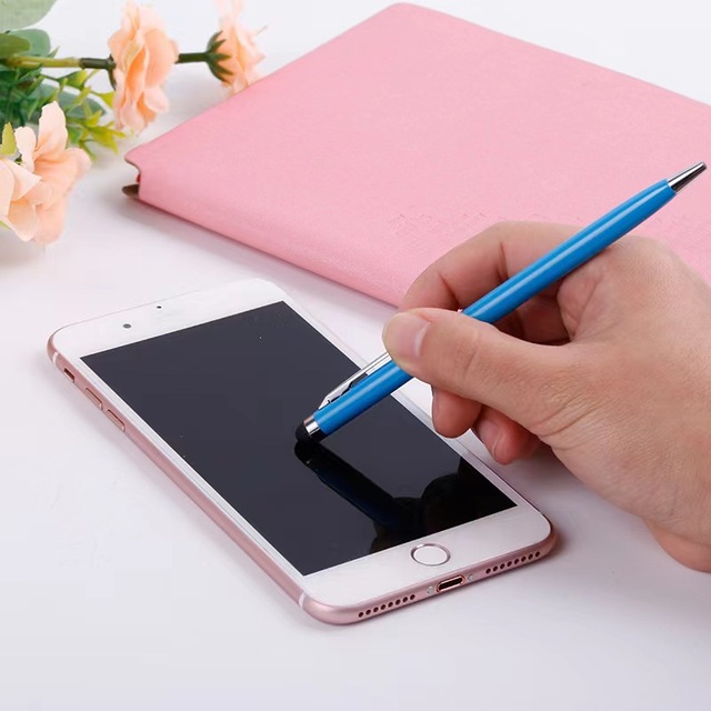 Manufacturer in China Blue Metallic Ball Pen with Custom logo Multifunction Stylus Ballpoint Pen New 2 in 1 Metal Touch Pen