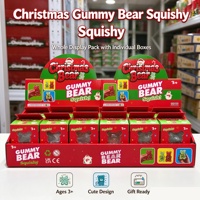 Jouet Squishy Oursons Gélifiés de Noël Mignons Transparents en Gelée, Animaux Souples à Remontée Lente, Jouets Sensoriels Anti-Stress à Pincer, Cadeaux de Fêtes