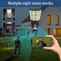 Lampadaire solaire et caméra 4G, projecteur solaire LED extérieur avec caméra de sécurité CCTV extérieure à 360 degrés