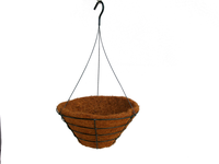 Panier suspendu en fil de ciment Carol Simple, support en fil droit, doublure en fibre de coco, style américain, pour plantes d'extérieur/intérieur