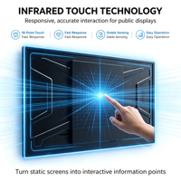 Panel Sentuh IR 10 Titik Inframerah Layar Sentuh 65 Inci untuk Pemasangan di Dinding, Layar Iklan Digital LCD 65"