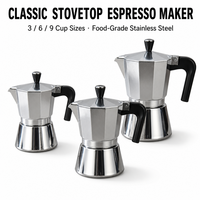 Cafetière italienne en acier inoxydable Kingze 150ml 300ml 450ml, compatible induction, pour expresso, logo personnalisé, cadeau promotionnel