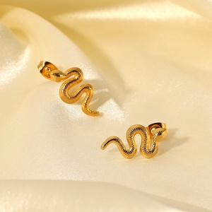 Pendientes de Serpiente de Oro de 18k para Mujer, Diseño Divertido y Moderno, Joyería - Product Image 6