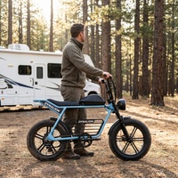 Vélo électrique tout-terrain robuste avec fourche à suspension avant, pédalier robuste pour les voyages en camping-car et les excursions en plein air