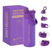 Bouteille d'eau isotherme sous vide en acier inoxydable de 18 oz pour voyage d'affaires et sport, sans cadmium, vente en gros à long terme pour les détaillants