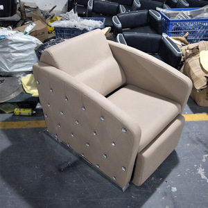 Fauteuil de coiffure ergonomique entièrement inclinable avec coussin, accessoire moderne pour salon de coiffure adulte, noir, sans pneumatique. - Product Image 4