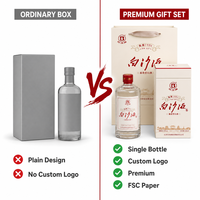 Boîte cadeau écologique pour bouteille unique avec couvercle, logo personnalisé, emballage haut de gamme pour bouteille en verre crème, pour vin, OEM ODM